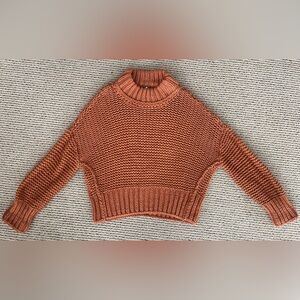 Chunky Knit Turtleneck Sweater - Rusty/Burnt Orange